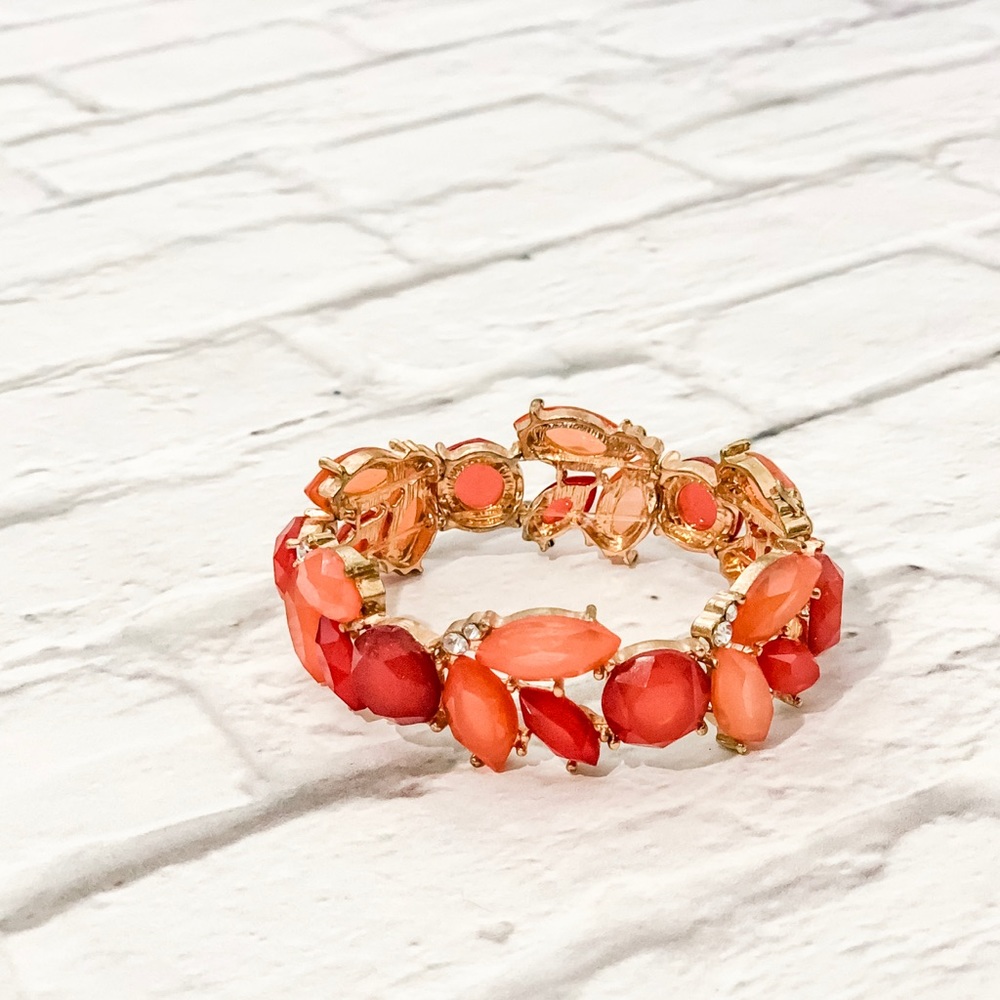 Coral & Gold Gem Bracelet